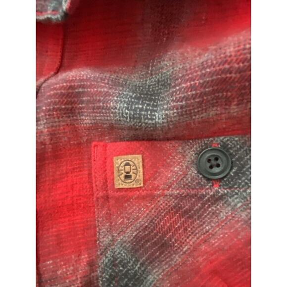 Coleman Shirt Men's Red Gray Black Flannel Plaid Button Down Shirt Size Medium - Picture 4 of 7